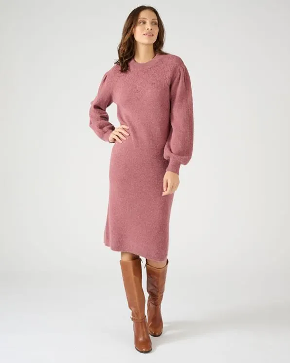 Trui-jurk met opstaande kraag in alpacamix