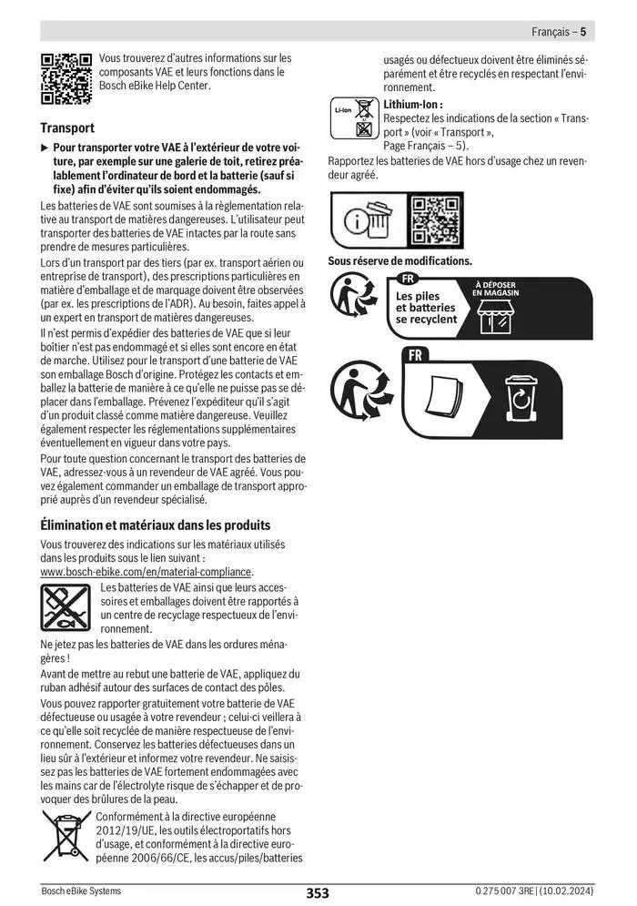 Electric Bike Manual van 12 februari tot 12 augustus 2025 - folder pagina 353