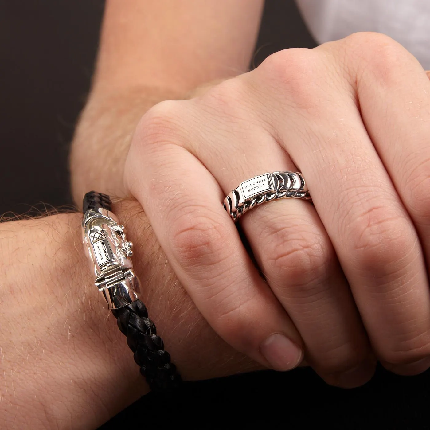 Mangky 925 Sterling Zilveren Small Leather Armband BTB126BL (Lengte: 19.00-23.00 cm)