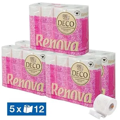 Toiletpapier Renova 4-laags met lotion, set van 60 rollen