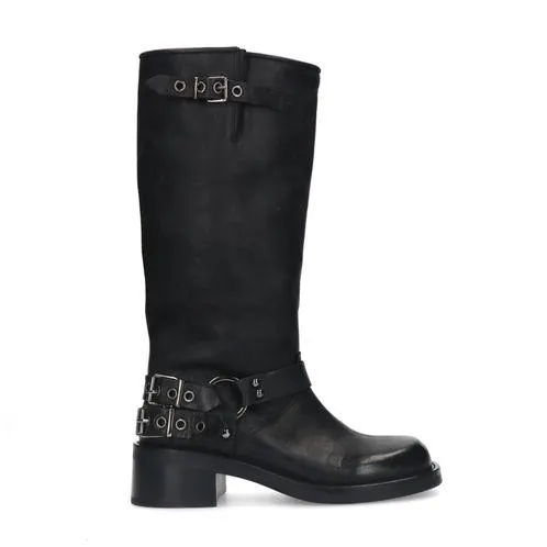 Zwarte buckle biker boots