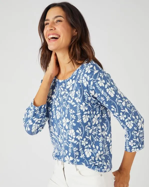 Pull in fijn tricot met 3/4-mouwen