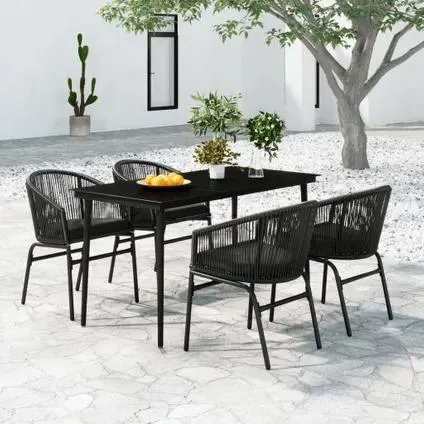 vidaXL - PVC - Ensemble à manger de jardin 5 pcs Noir
