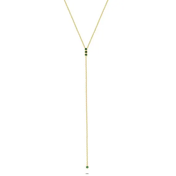 Halsketting in Zilver, groene stenen