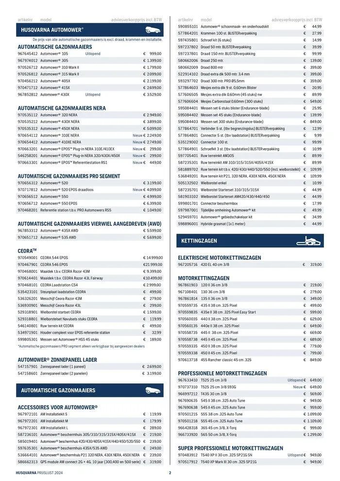 Prijslijst 2024 van 16 januari tot 31 december 2024 - folder pagina 2