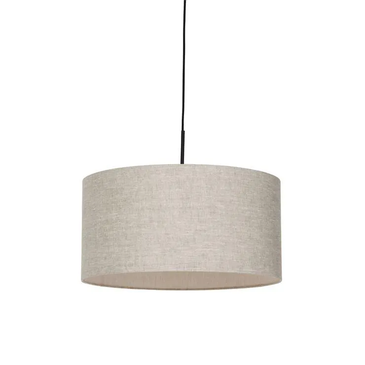 Landelijke hanglamp zwart met beige kap 50 cm - Combi 1