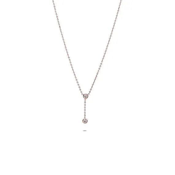 Halsketting in onbekend materiaal, met zirkonia