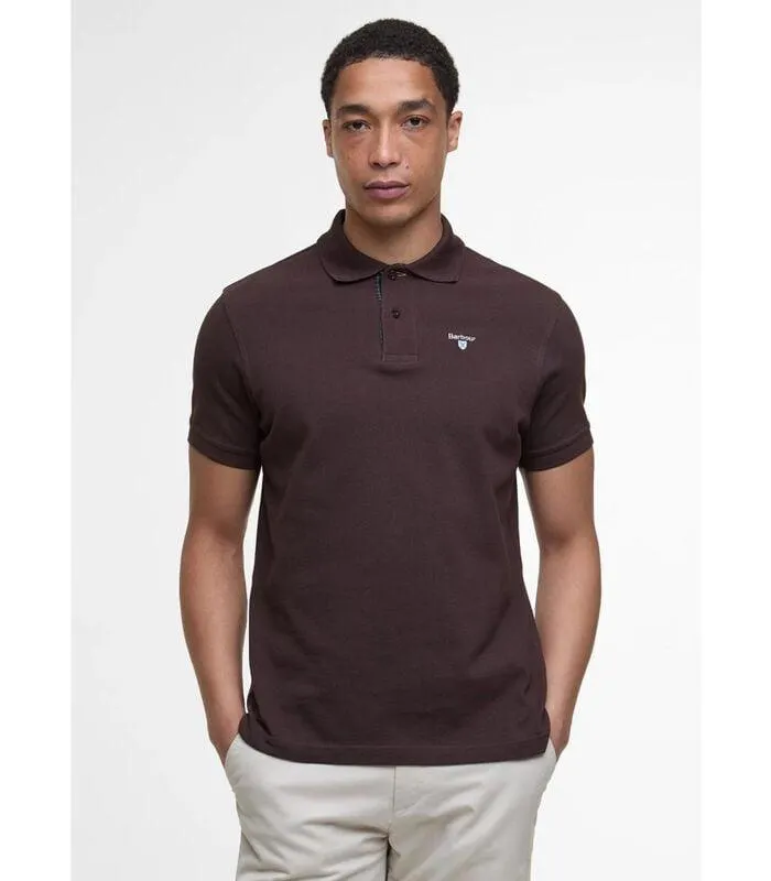 Tartan pique polo shirt - dark oak