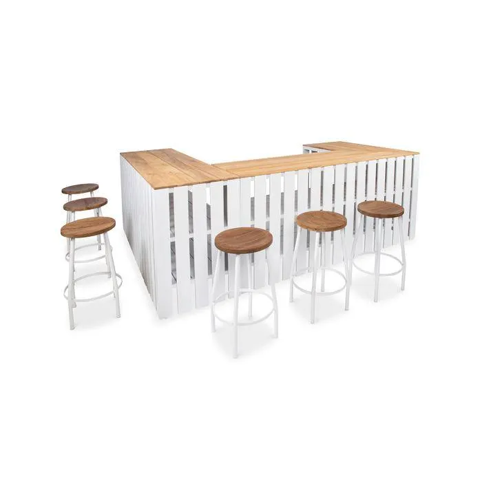 Fiji bartafel | wit aluminium | robuust teak