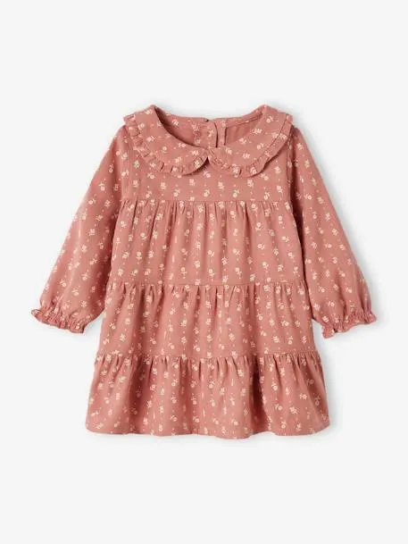 Robe fluide bébé à volant - vieux rose