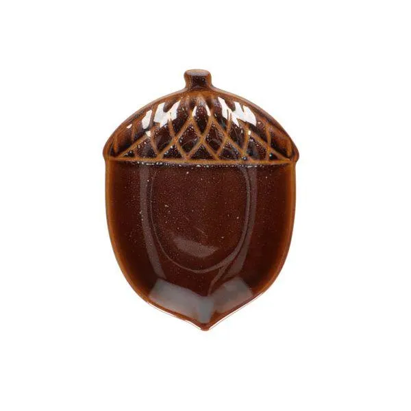 Schaal eikel, steengoed, bruin, 20,5 x 13 x 5 cm