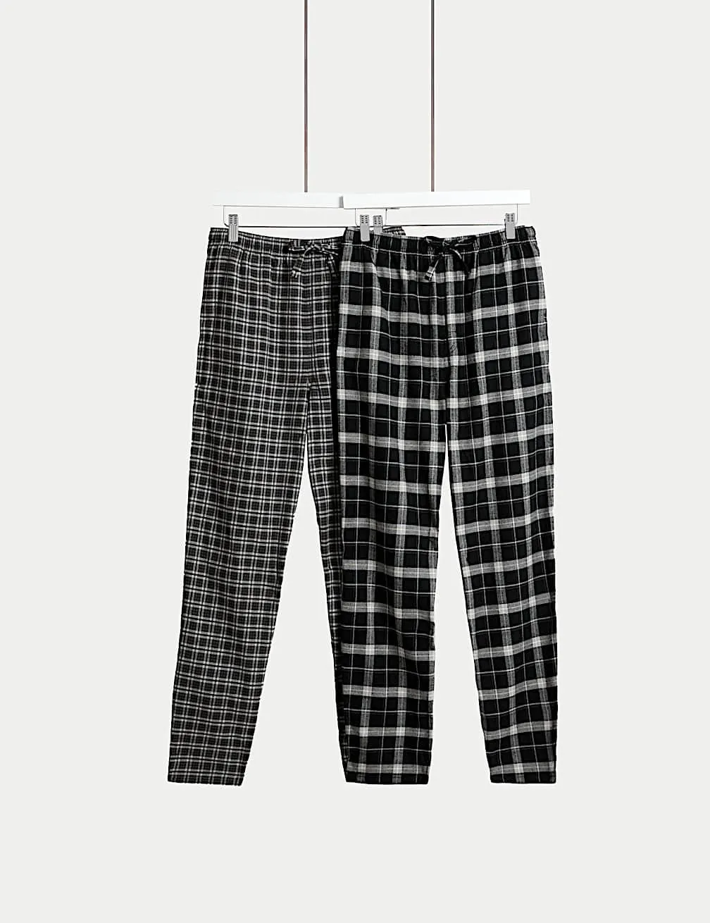 2 Pack Brushed Cotton Checked Pyjama Bottoms