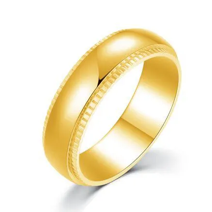 Ring in goudkleurig edelstaal, 6 mm, gestreept