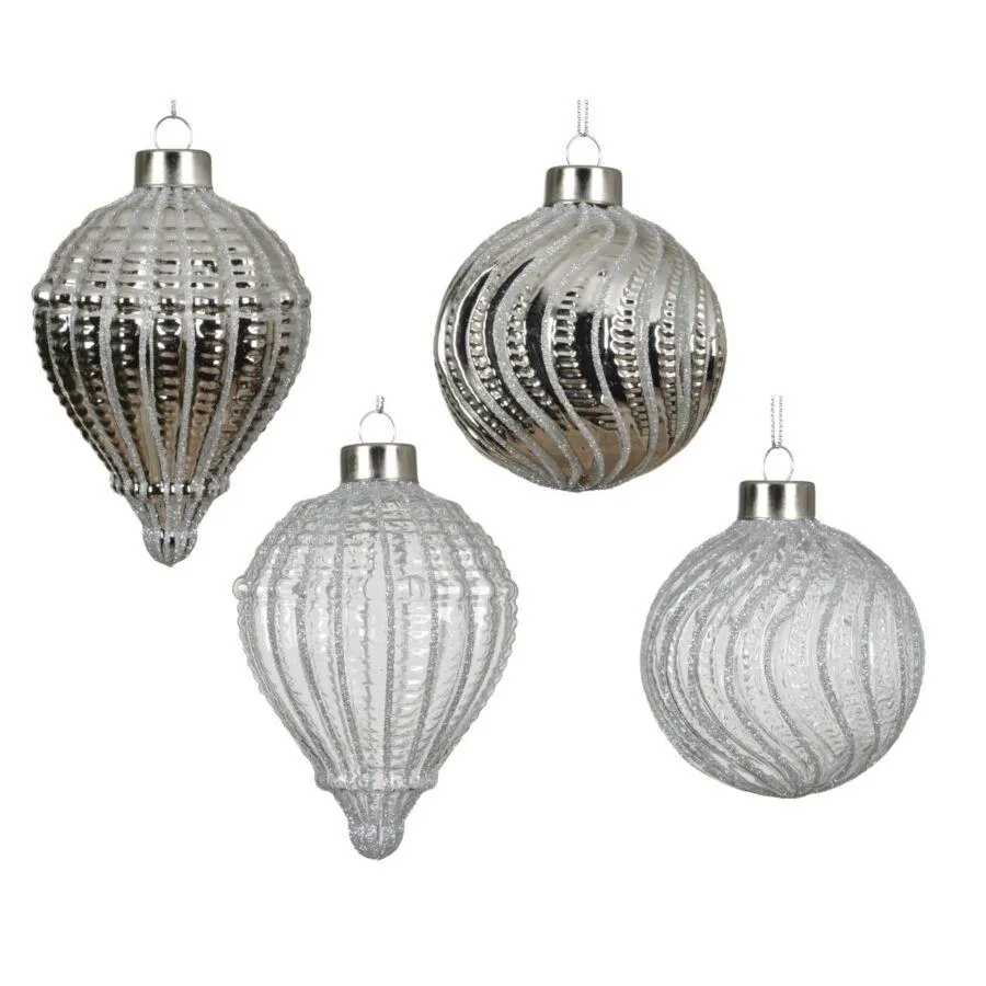 Decoris Gedecoreerde Glaskerstbal Assorti 8cm