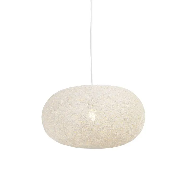 Landelijke hanglamp wit 50 cm - Corda Flat