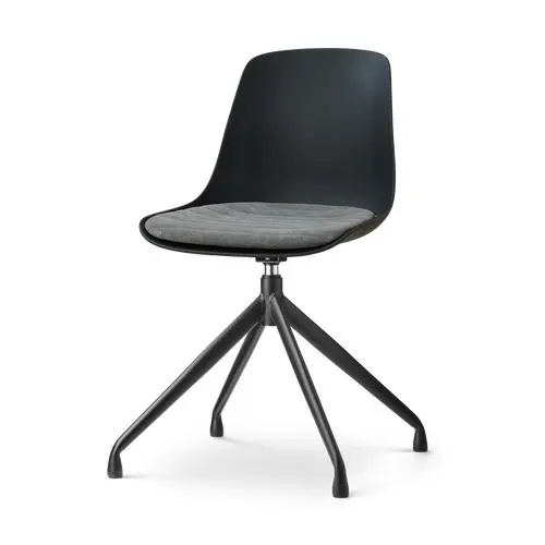 Nolon Nola-Liv draaibare eetkamerstoel zwart met zeegrijs zitkussen - zwart onderstel