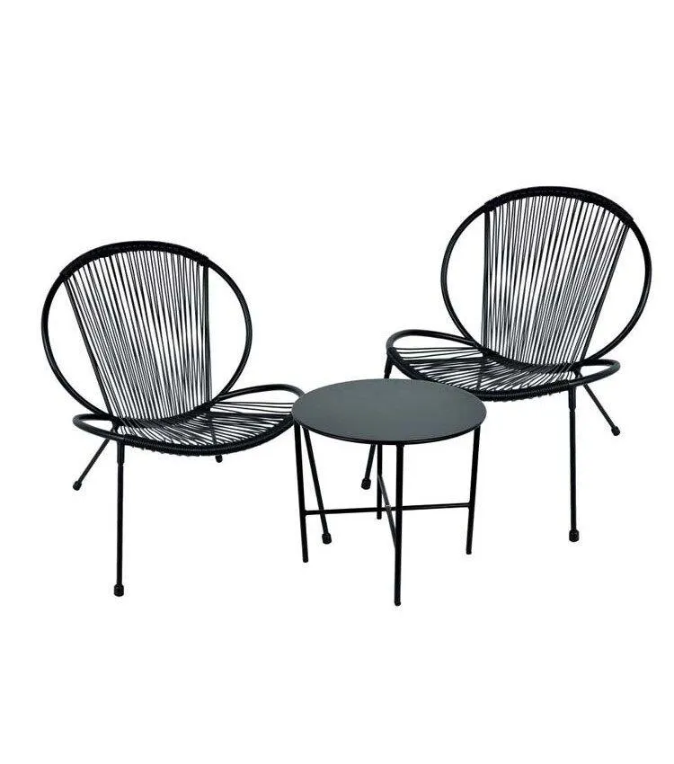 Tuinmeubelset 3-delig zwart Bonaire