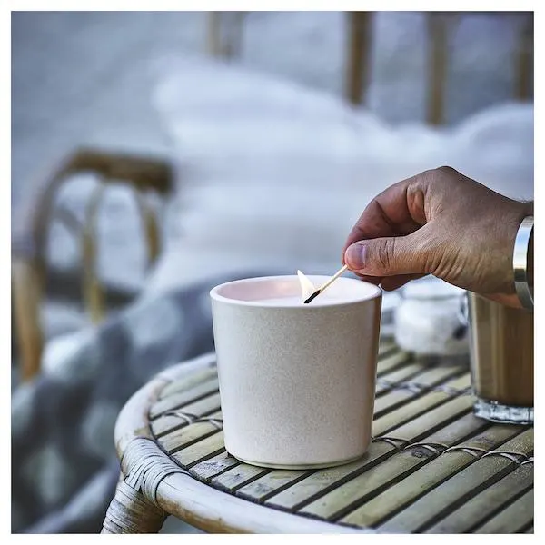 Scented candle in ceramic jar, Vanilla/light beige,