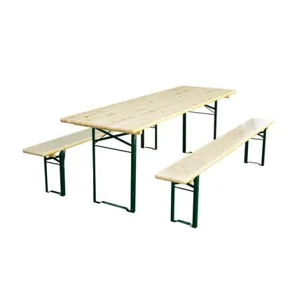 Ensemble de jardin - Bois et métal - Naturel - Pliable - 6 personnes - 200x80cm