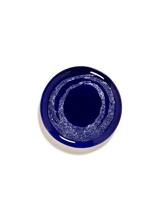 Bord Feast L Lapis lazuli swirl-dots wit