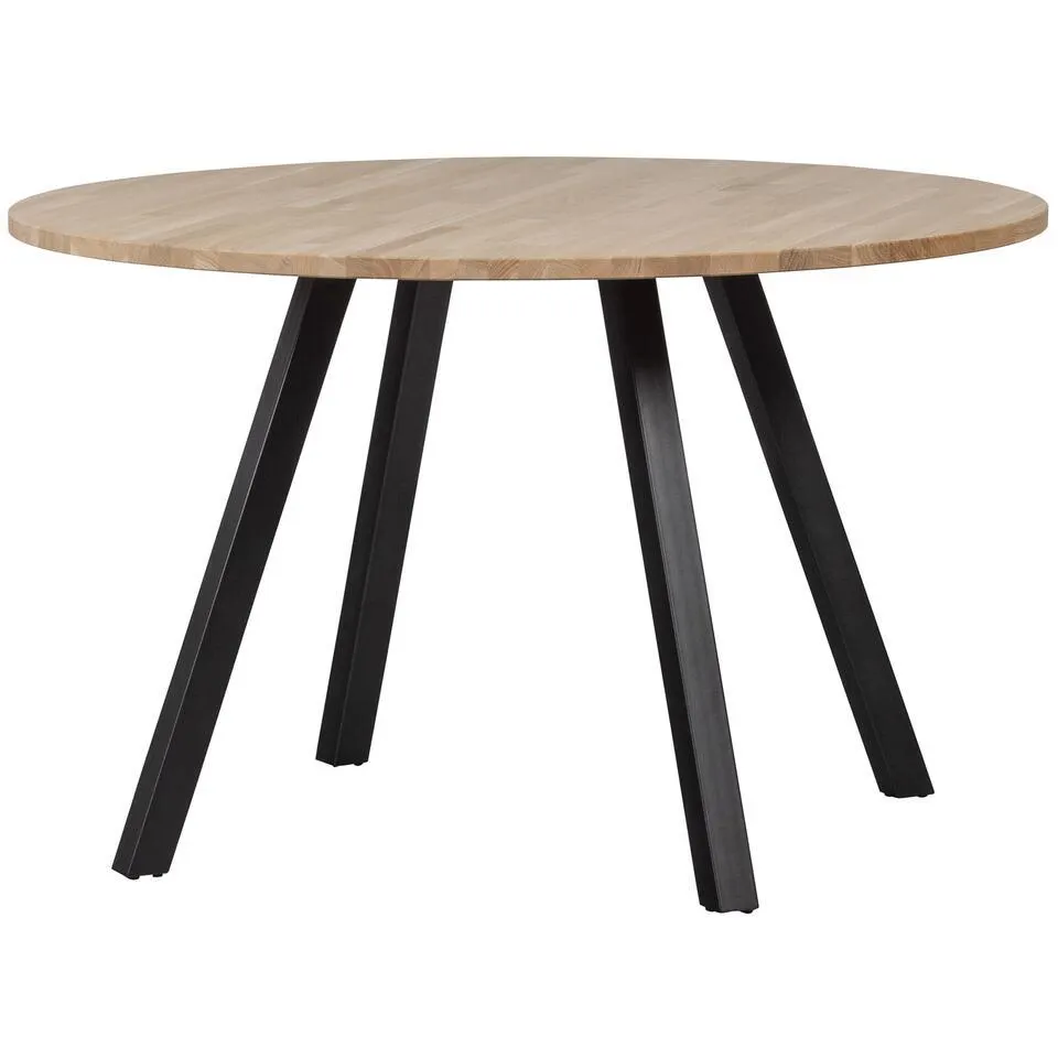 WOOOD Tablo Tafel Rond met 2-Standen Poot - Eiken/Metaal - 75x120x120
