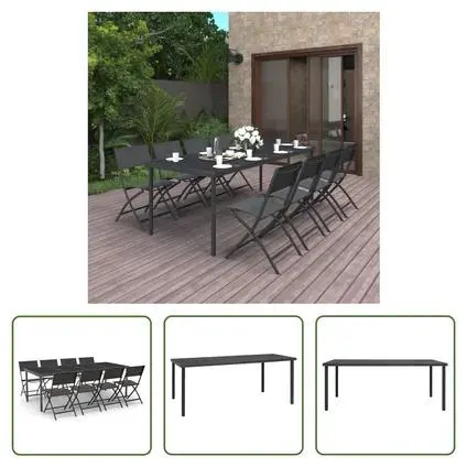 vidaXL - Acier - Mobilier de salle à manger d'extérieur 9 pcs Acier - 307350