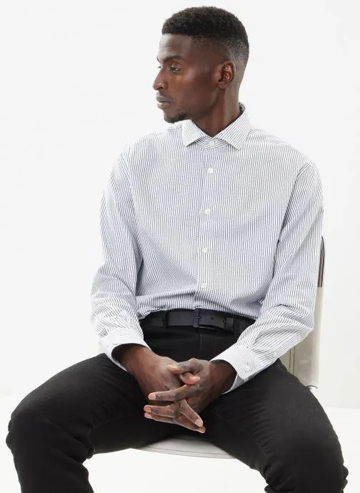 SLHREGBOND-MILO STRIPE SHIRT LS B - Grijs