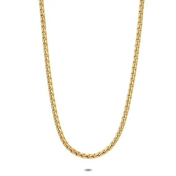 Armband in goudkleurig edelstaal, schakelpatroon