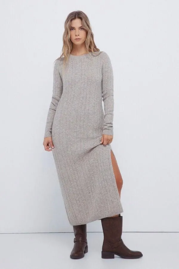 Vestido midi punto pointelle