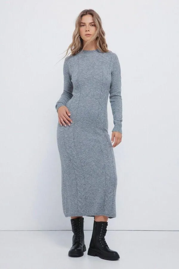 Vestido midi punto cable knit