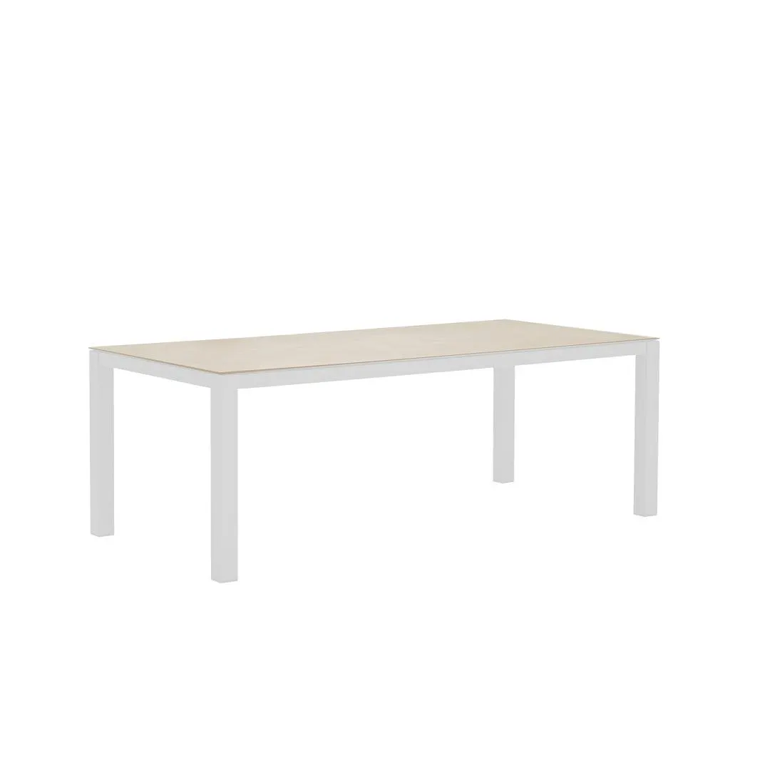 Yuma tuintafel wit aluminium en volkeramiek sand marble 210x100