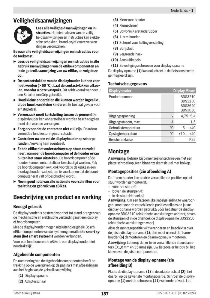 Electric Bike Manual van 12 februari tot 12 augustus 2025 - folder pagina 187
