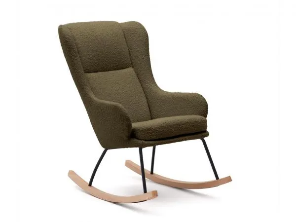 KAVE HOME Schommelstoel MAUSTIN - Groen schapenvacht
