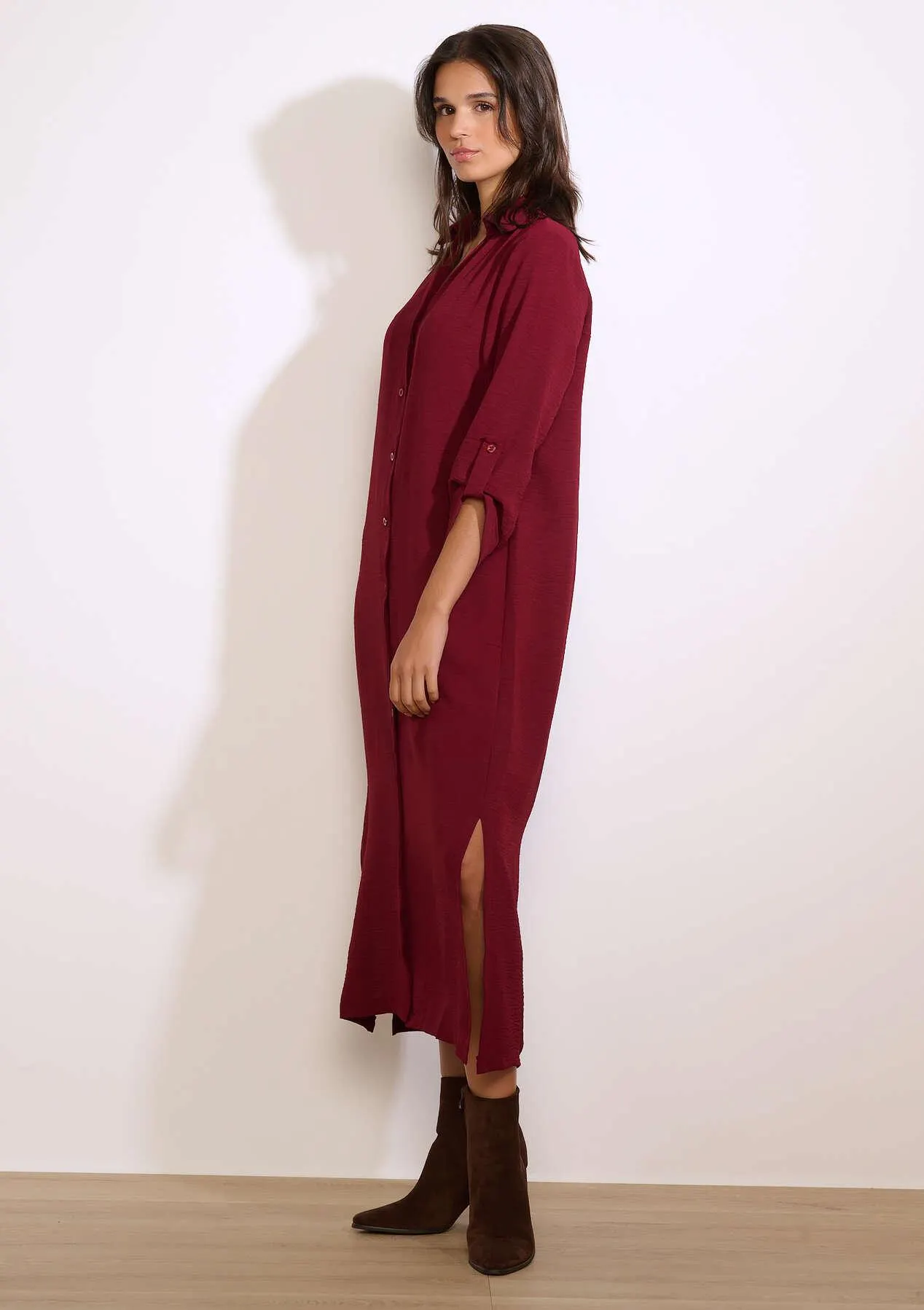 Long slit shirt dress