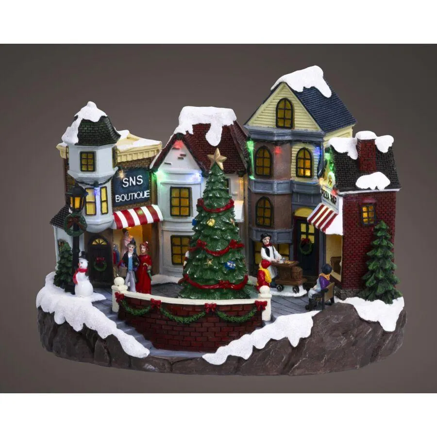 LED verlicht kersthuisje polyresin binnen handgemaakt feestelijk huisdecoratie