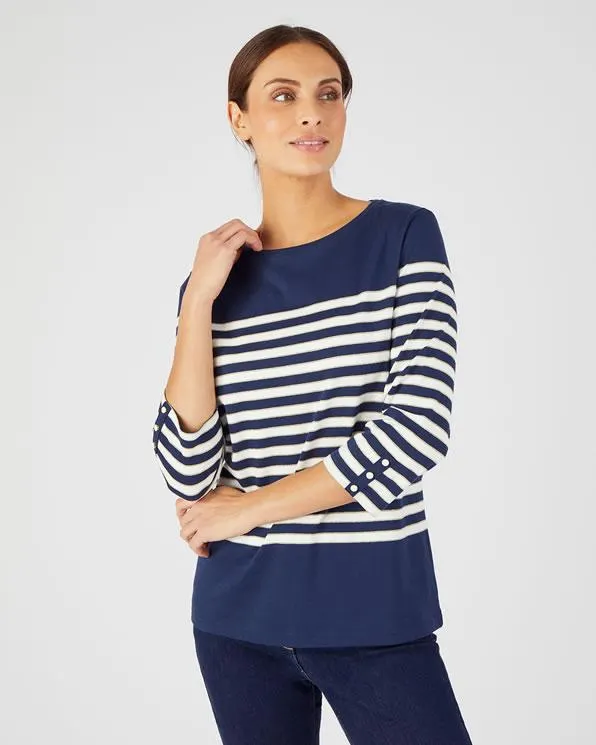 Glanzende marinière met driekwartsmouwen