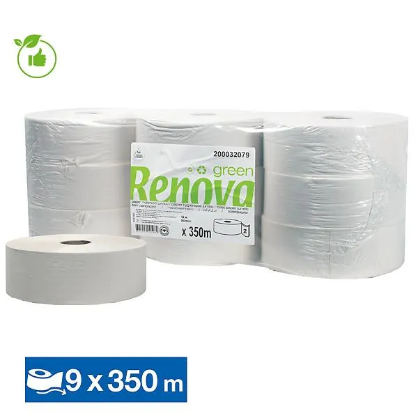 Toiletpapier Renova Green 2-laags, set van 9 rollen x 350 m