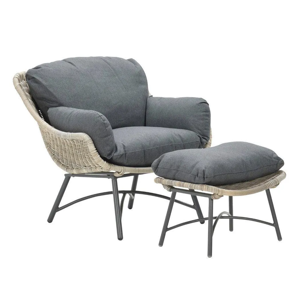 Logan fauteuil met voetenbank - vintage willow