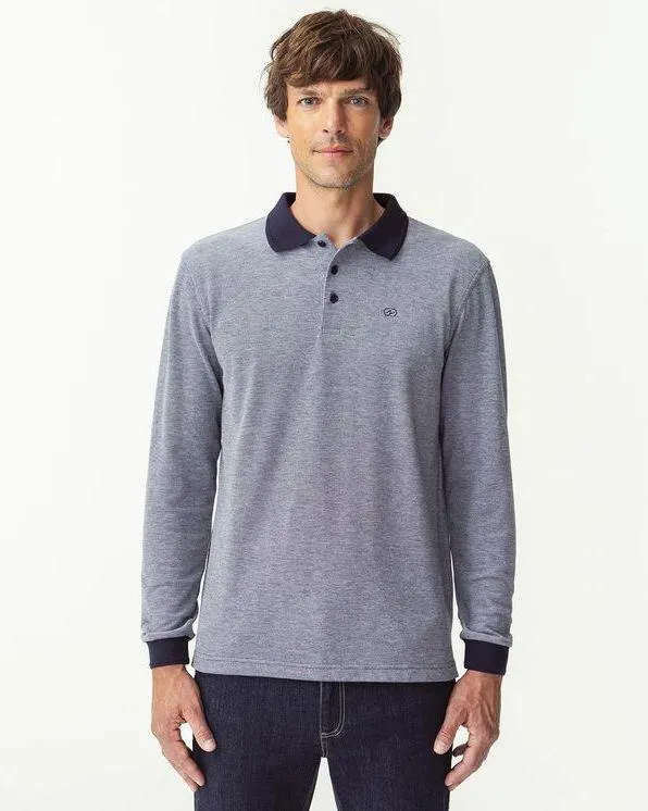 Polo met lange mouwen, piquétricot