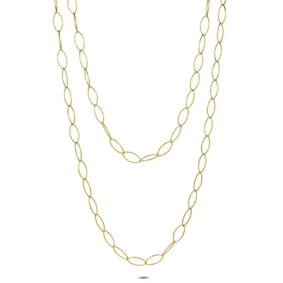 Halsketting goudkleurig edelstaal, 2 kettingen