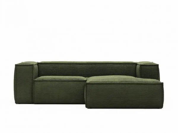 2-zit met chaise longue rechts BLOK - Groen corduroy
