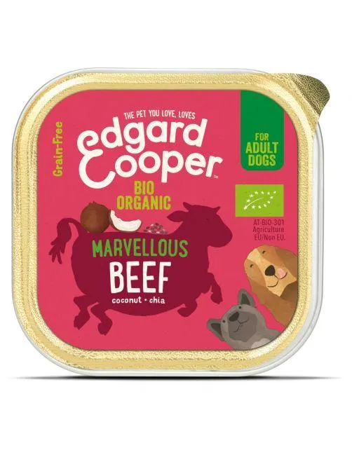 Edgard&Cooper Kuipje Bio Beef Adult - Hondenvoer - Rund Kokos Chiazaad 100 g Biologisch