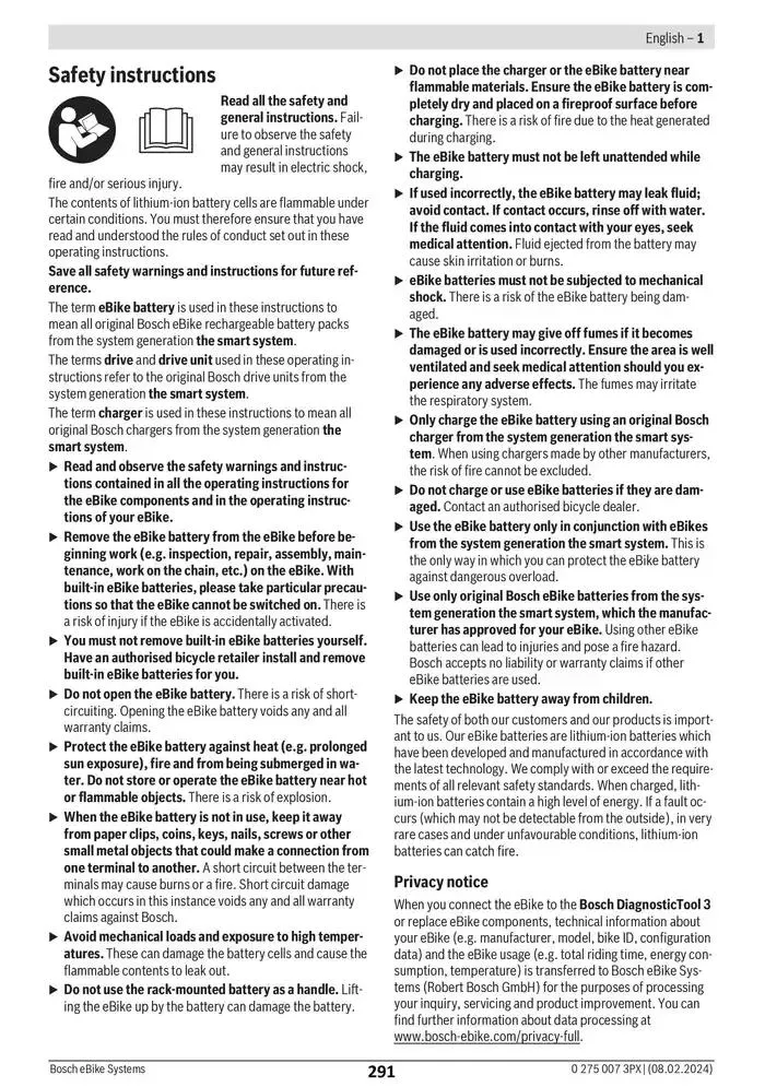 Electric Bike Manual van 12 februari tot 12 augustus 2025 - folder pagina 291