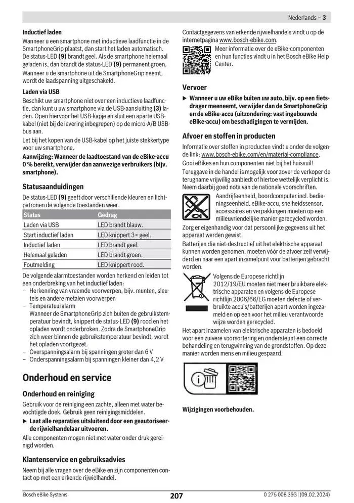 Electric Bike Manual van 12 februari tot 12 augustus 2025 - folder pagina 207