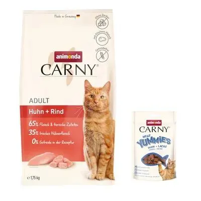animonda Carny 1,75 kg + friandises Adult Meat Yummies 50 g en cadeau !