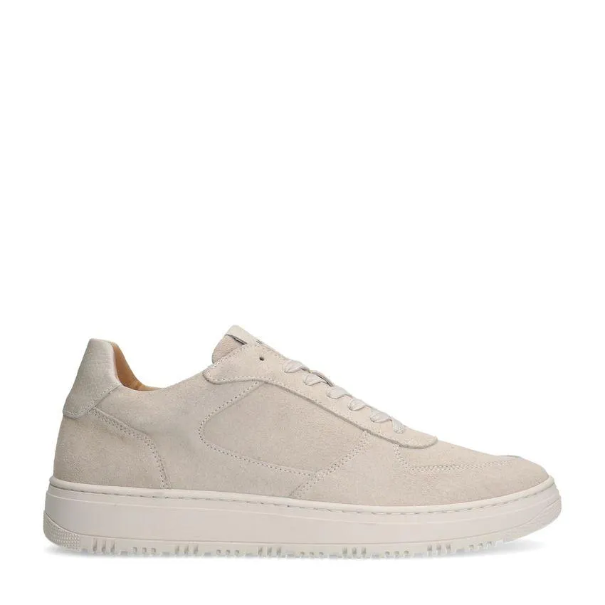 Manfield Licht grijze suède sneakers