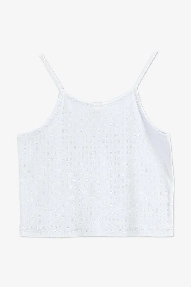 Lichtblauwe top met subtiele ajourbrei