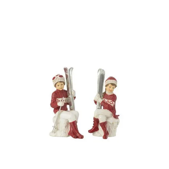 Meisje + Jongen Ski Zit W/Rd 12X8X19.5Cm 2Ass.