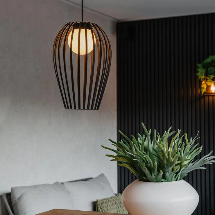 Design hanglamp zwart met opaal glas - Angela