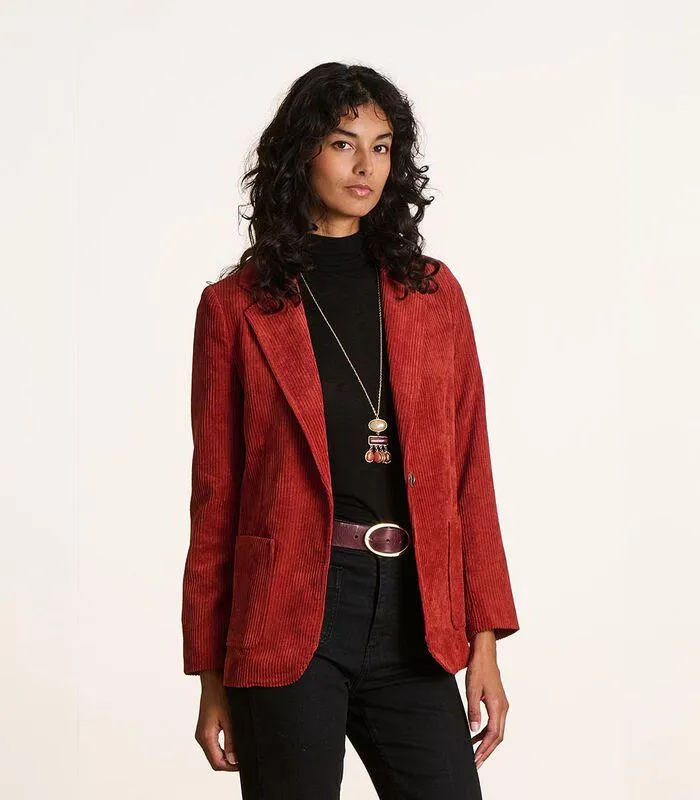 Tailleurjas terracotta van ribfluweel